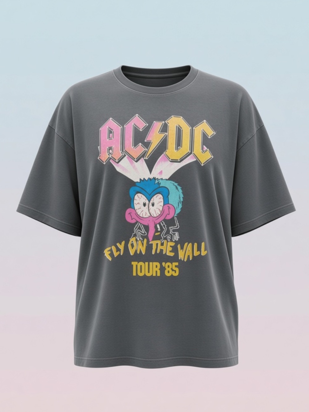 AC/DC Charcoal 'Fly on the Wall' Short Sleeve Graphic Tee